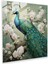 Simli Cam Baskı - Işıltılı Zümrüt Yeşili Majestic Tavuskuşu - Simli, Duvar Süslemesi, Cam Duvar Sanatı, Majestic, 30X30 1
