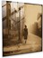 Nostaljik Cam Baskı - Yürüyen Vintage Kadın - Nostalji, Sokak, Sepya, Cam Baskı, 30X30 1