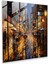 Yansıtıcı Yağmurlu Sokak Cam Sanatı - Yağmur, Sofistike, Cam Sanatı, Karmaşık, 30X30 1