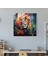 Yaban Hayatı Cam Baskı - Renkli Ormanda Görkemli Aslan - Yaban Hayatı, Modern Sanat, Duvar Dekorasyonu, Ev Dekorasyonu, 30X30 3