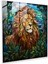 Yaban Hayatı Cam Duvar Sanatı - Vitray Aslan - Yaban Hayatı, Görkemli Aslan, Mozaik, Cam Sanatı, 30X30 1