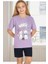 Kedili Kısa Kollu Kız Çocuk Pijama Takım 1