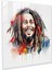 Bob Marley Cam Baskı - Canlı Suluboya Sanatı - Bob Marley, Cam Baskı, Modern Sanat, Pozitif Enerjiler, 30X30 1