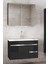 Viosen-Ea Siyah-Gri 80 cm Çekmeceli Mdf-Aynalı Lavabolu Banyo Dolabı Takımı Demonte Değil 1