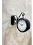 36X25 cm Siyah Metal Çift Taraflı Istasyon Model Duvar Saati 2