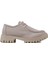 Bej Elegans Suede Kadın Oxford Ayakkabı 1