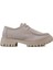 Bej Elegans Suede Kadın Oxford Ayakkabı 2