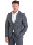 Lacivert Slim Fit Çizgili Mono Yaka Takım Elbise 1