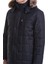 Lacivert Slim Fit Düz Hakim Yaka Kürklü Kapüşonlu Kaban 5