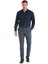 Lacivert Slim Fit Düz 100% Pamuk Slim Yaka Uzun Kollu Saten Gömlek 2