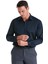 Lacivert Slim Fit Düz 100% Pamuk Slim Yaka Uzun Kollu Saten Gömlek 3