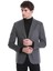 Gri Slim Fit Düz Mono Yaka Casual Ceket 4