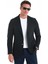 Lacivert Slim Fit Düz Mono Yaka Casual Ceket 3