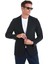 Lacivert Slim Fit Düz Mono Yaka Casual Ceket 5