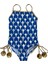 Askılı Ikat Desenli Gold Detaylı Bağcıklı Mavi 50uv Kız Çocuk Mayo by Nessi Byrd 1