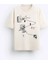 Art Work Baskılı Oversize Bej Erkek T-Shirt 1