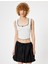Puantiyeli Kolsuz Bluz Fiyonk Detaylı Kare Yaka Slim Fit 3