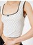 Puantiyeli Kolsuz Bluz Fiyonk Detaylı Kare Yaka Slim Fit 5