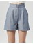 Yüksek Bel Atlantis Kumaş Bermuda Şort Mavi 4