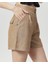 Yüksek Bel Atlantis Kumaş Bermuda Şort Vizon 5