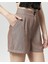 Yüksek Bel Atlantis Kumaş Bermuda Şort Kahverengi 3