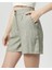 Yüksek Bel Atlantis Kumaş Bermuda Şort Su Yeşili 3