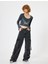 Crop Tişört Uzun Kollu Baskılı U Yaka Dantel Detaylı Slim Fit 2