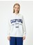 Oversize Kapüşonlu Sweatshirt Kolej Işlemeli Uzun Kollu Şardonlu 3