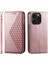 IPhone 15 Için Flip Case Pro El Kayışı Günlük Kullanım Eşkenar Dörtgen Şekli Standı Cüzdan (Yurt Dışından) 1