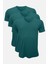 Erkek Yeşil 3 Lü Paket Basic V Yaka Ince Modal Yaz Serinliği Tshirt 3M085 1
