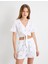 Crop Gömlek Kısa Kollu Önden Bağlamalı Işlemeli Pamuklu 3
