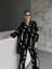 Alt Üst Keten Takım Desenli Oversize 5