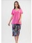 Kadın Kısa Kol Kapri Pijama Takım 2754 Pembe 1