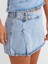 71680 Yanı Tokalı Denim Şort Etek-Mavi 4