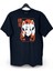 Sabito Demon Slayer Maske Baskılı Loose Fit Bisiklet Yaka Unisex Tişört Siyah 1