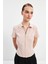 Pudra Fermuarlı Slim Fit Kuplu Bluz 1