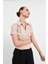 Pudra Fermuarlı Slim Fit Kuplu Bluz 3