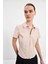 Pudra Fermuarlı Slim Fit Kuplu Bluz 5