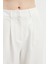 Krem Pileli Yüksek Bel Wide Leg Pantolon 2