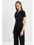 Siyah Fermuarlı Slim Fit Kuplu Bluz 4
