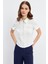 Beyaz Fermuarlı Slim Fit Kuplu Bluz 1