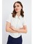 Beyaz Fermuarlı Slim Fit Kuplu Bluz 5