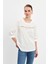 Ekru Dantel Detaylı Reglan Kol Bluz 1