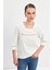 Ekru Dantel Detaylı Reglan Kol Bluz 4