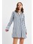 Mavi Çizgili Kalın Manşetli Tunik 1