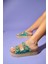 Jerry Yeşil Taşlı Çift Bantlı Kalın Tabanlı Kadın Terlik 5