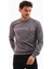 Erkek Koyu Gri Renk Mare Jaker Kumaş Bisiklet Yaka Uzun Kol Gögüste Şerit Nakış Sweatshirt - 7657 1