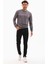 Erkek Koyu Gri Renk Mare Jaker Kumaş Bisiklet Yaka Uzun Kol Gögüste Şerit Nakış Sweatshirt - 7657 2