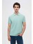 D'S Damat Regular Fit Açık Turkuaz Pike Dokulu  Pamuk Kıvrılmaz Polo Yaka Nakışlı T-Shirt 4HC14ORT51000 1