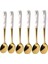 6 Adet Kahve Kaşığı Tarzı Altın Sofrada Damgalı Seramik Çatal Bıçak Takımı Saklama Kabı Paslanmaz Çelik Kaşık ve Çatal Seti Ayna Kahve Çatalı Yemek Takımı (Yurt Dışından) 1